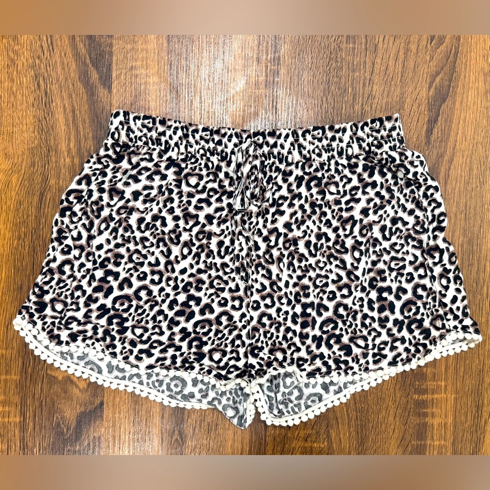Hollister Cheetah Leopard Animal Print Lounge Drawstring Shorts Womens small